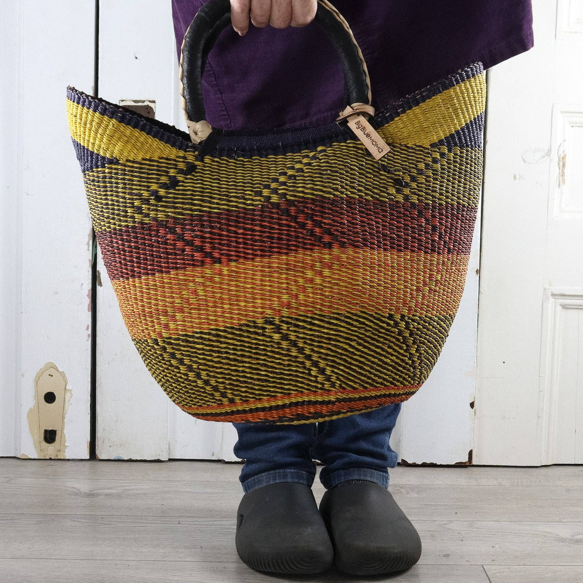 Big Blue Moma - Bolga Basket LARGE U SHOPPER (Variety of Colours)