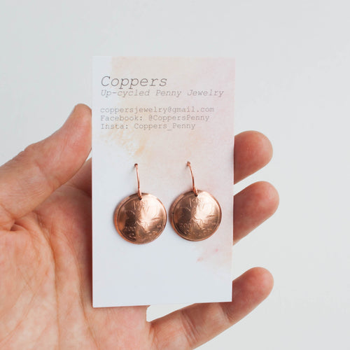 Copper Penny Drop Earrings