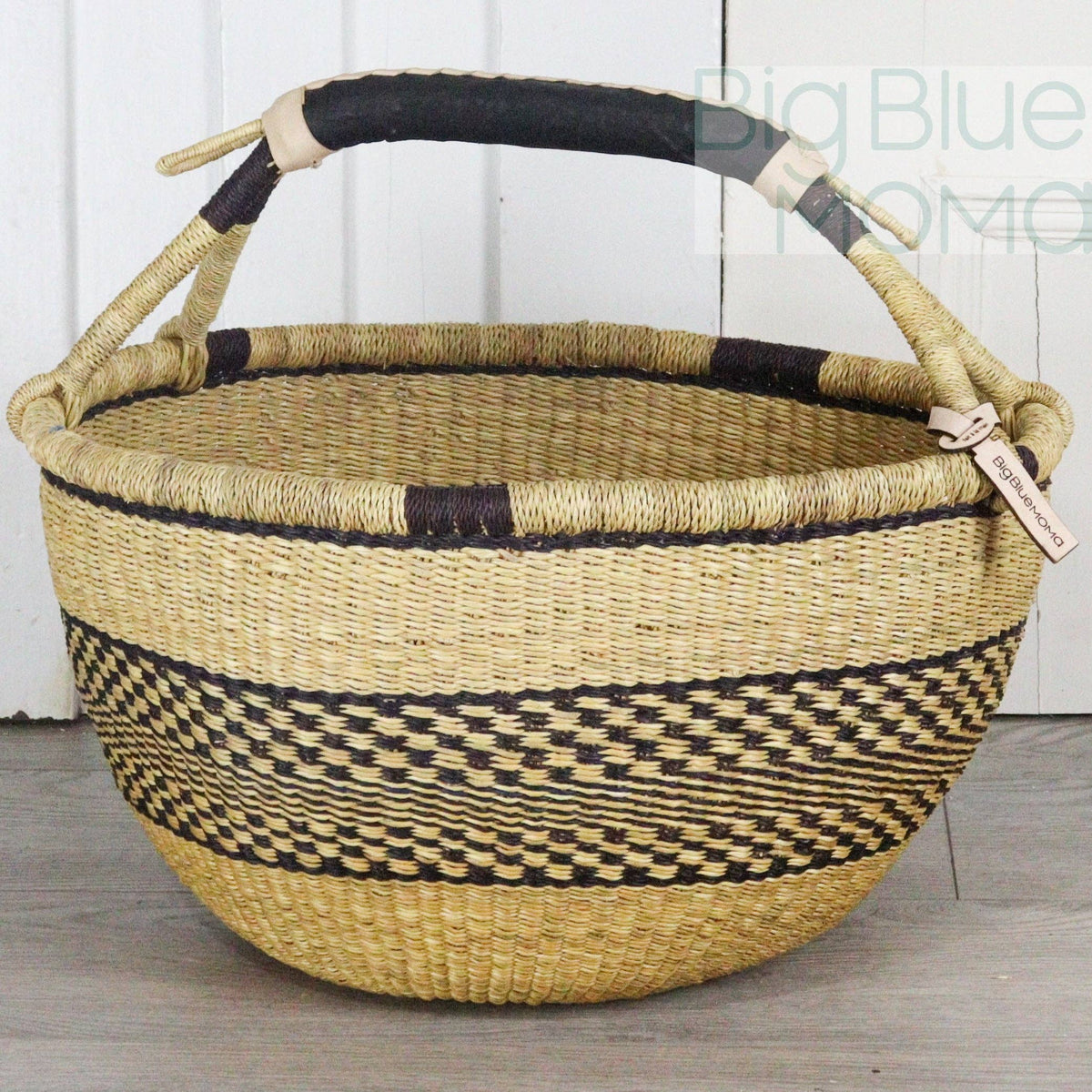 Big Blue Moma - Bolga Basket LARGE ROUND (Natural Palette)
