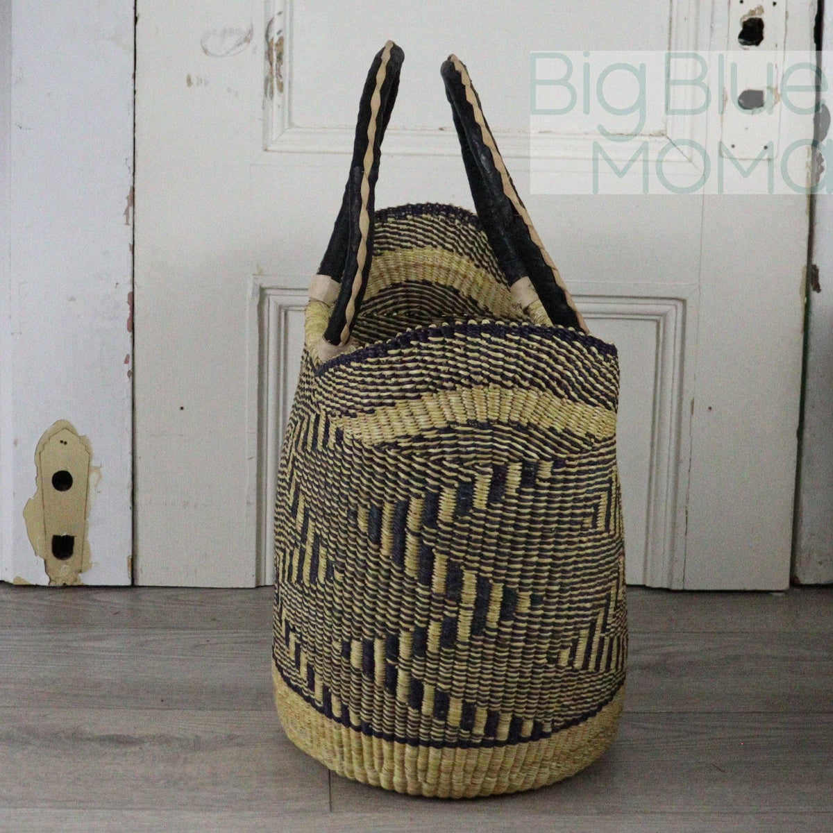 Big Blue Moma - Bolga Basket LARGE U SHOPPER (Natural Palette)