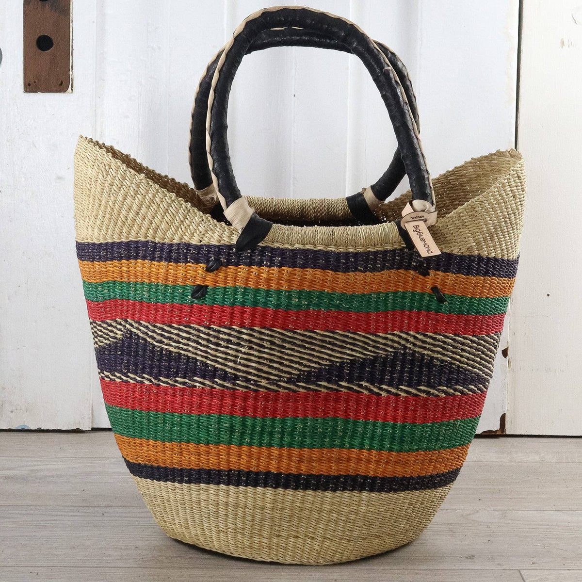 Big Blue Moma - Bolga Basket LARGE U SHOPPER (Variety of Colours)