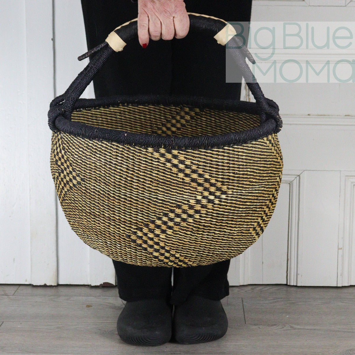 Big Blue Moma - Bolga Basket LARGE ROUND (Natural Palette)