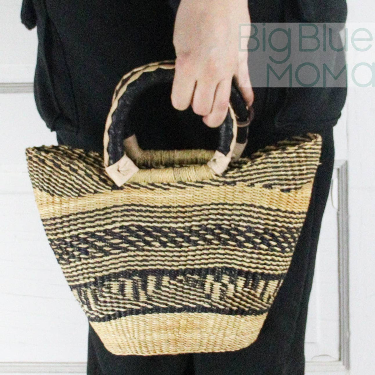 Big Blue Moma - Bolga Basket SMALL U SHOPPER (Natural Palette)