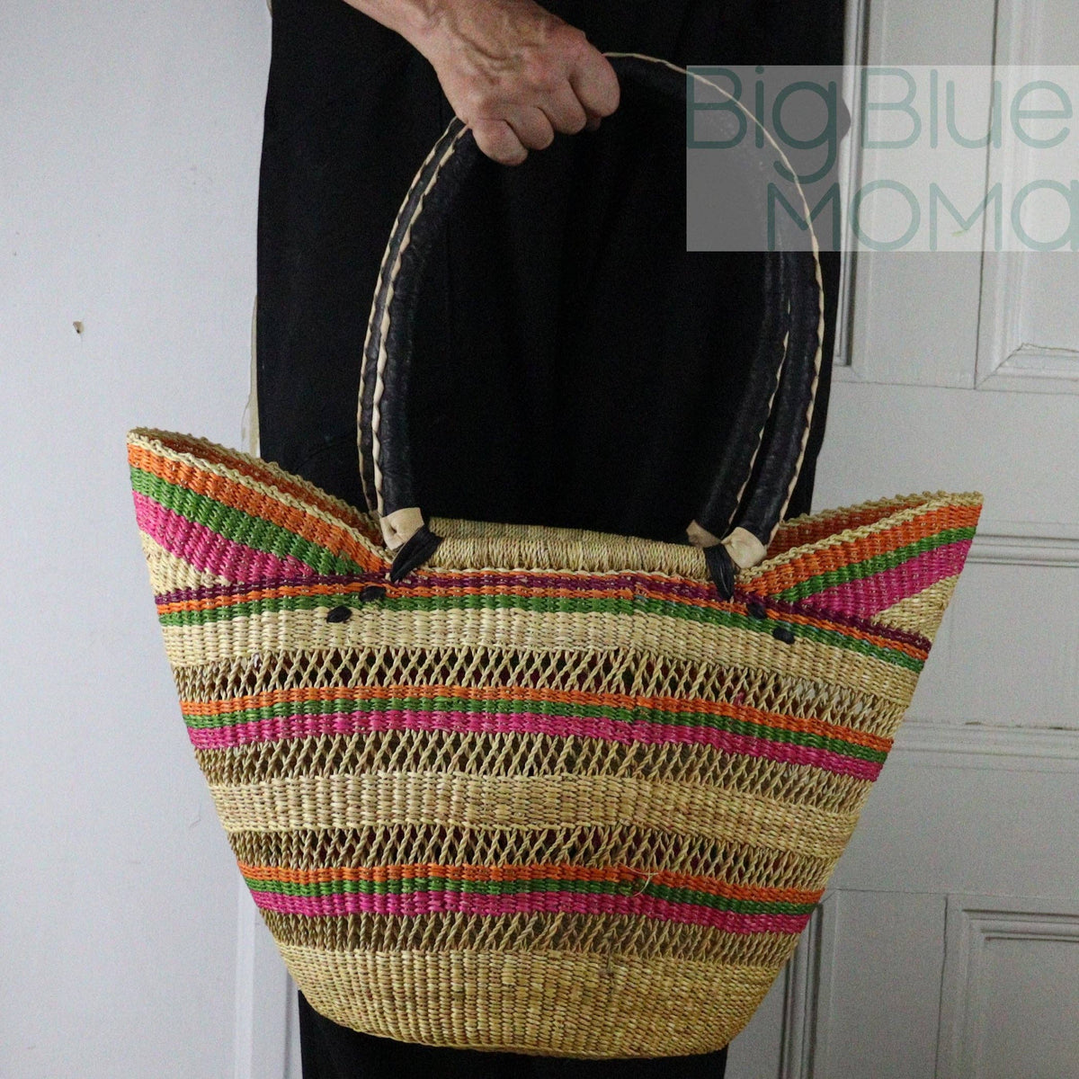 Big Blue Moma - Bolga Basket SHOULDER SHOPPER (Variety of Colours)