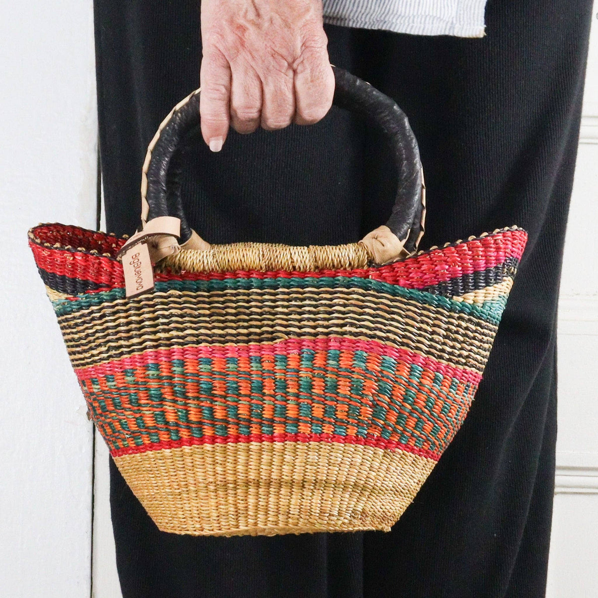 Big Blue Moma - Bolga Basket SMALL U SHOPPER (Variety of Colours)