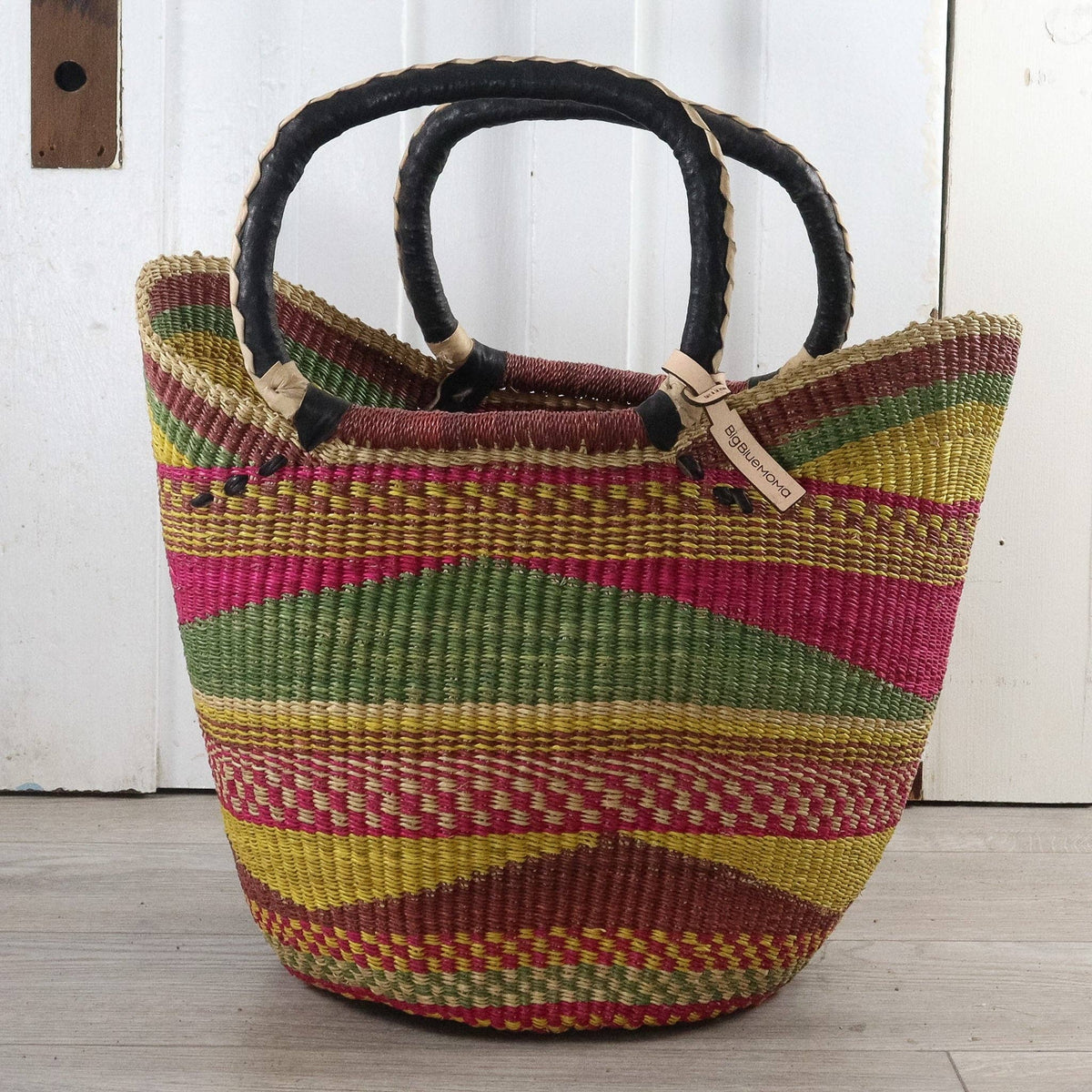 Big Blue Moma - Bolga Basket LARGE U SHOPPER (Variety of Colours)