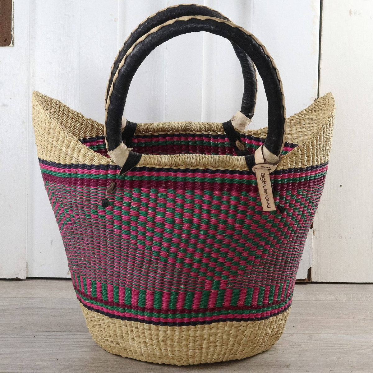 Big Blue Moma - Bolga Basket LARGE U SHOPPER (Variety of Colours)