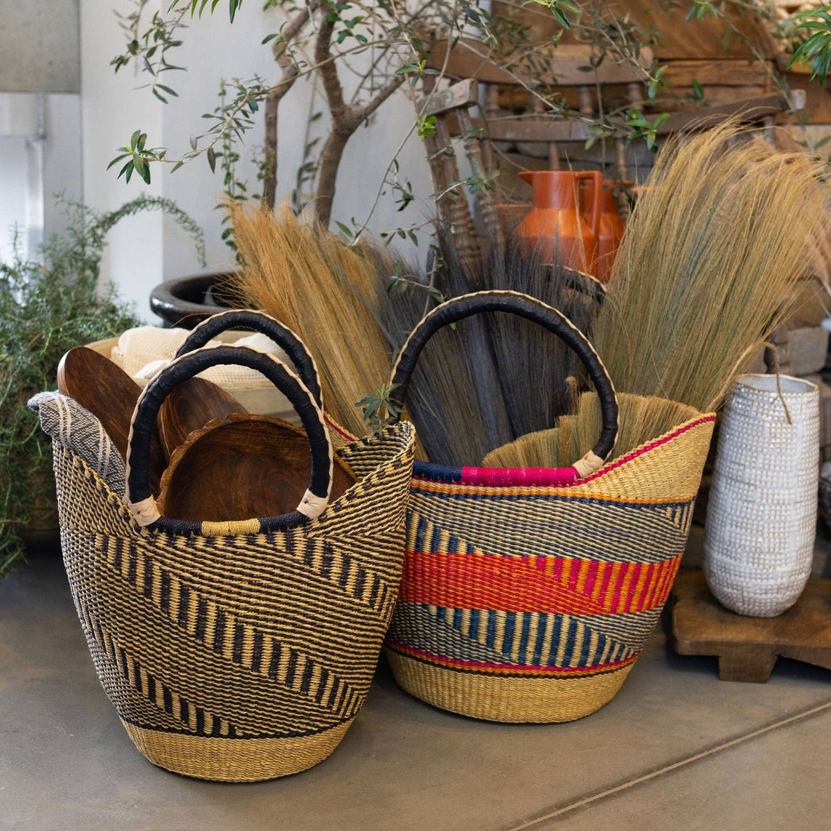 Big Blue Moma - Bolga Basket LARGE U SHOPPER (Variety of Colours)