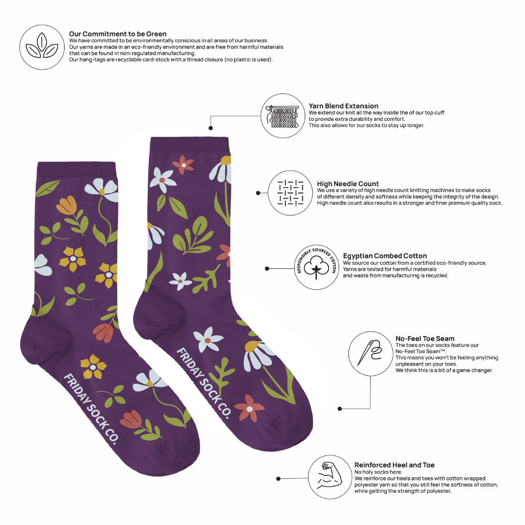 Friday Sock Co. - Women's Modern Garden Crew Socks