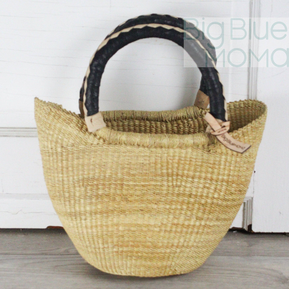 Big Blue Moma - Bolga Basket SMALL U SHOPPER (Natural Palette)
