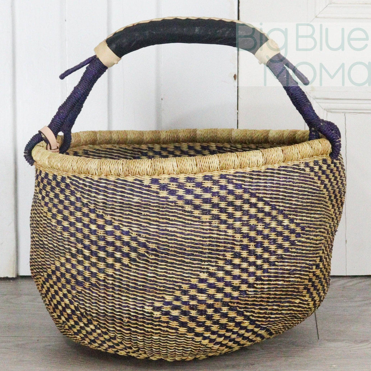 Big Blue Moma - Bolga Basket LARGE ROUND (Natural Palette)