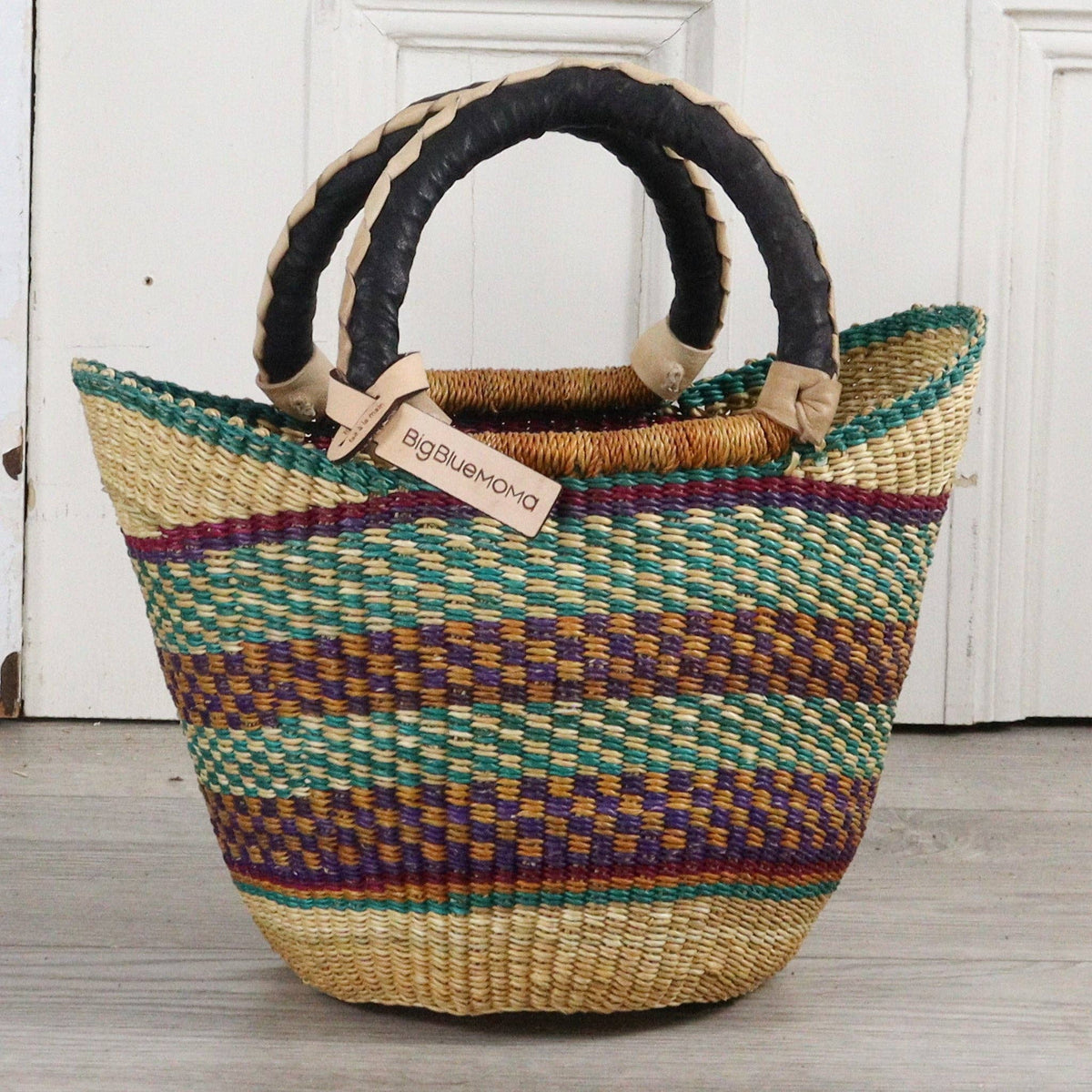 Big Blue Moma - Bolga Basket SMALL U SHOPPER (Variety of Colours)