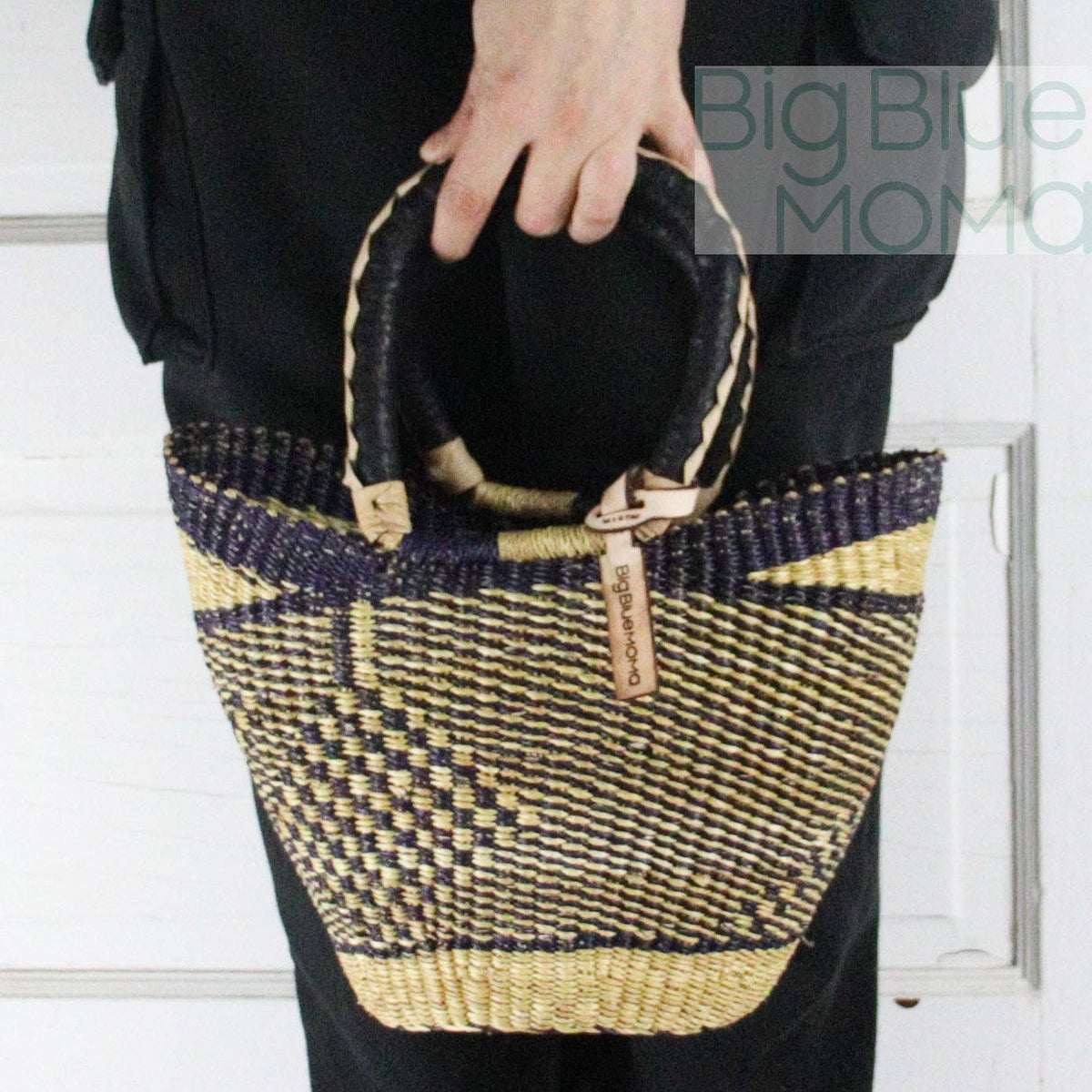 Big Blue Moma - Bolga Basket SMALL U SHOPPER (Natural Palette)