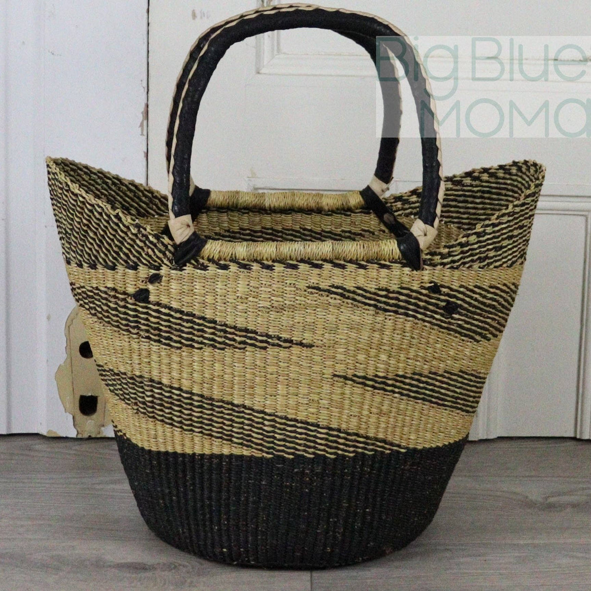 Big Blue Moma - Bolga Basket LARGE U SHOPPER (Natural Palette)