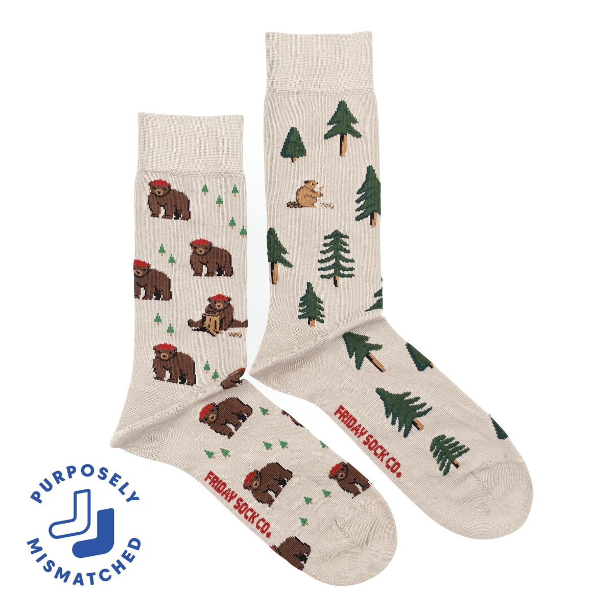 Friday Sock Co. - Men's Socks Bear in Hat and Trees