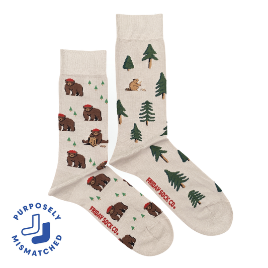 Friday Sock Co. - Men's Socks Bear in Hat and Trees