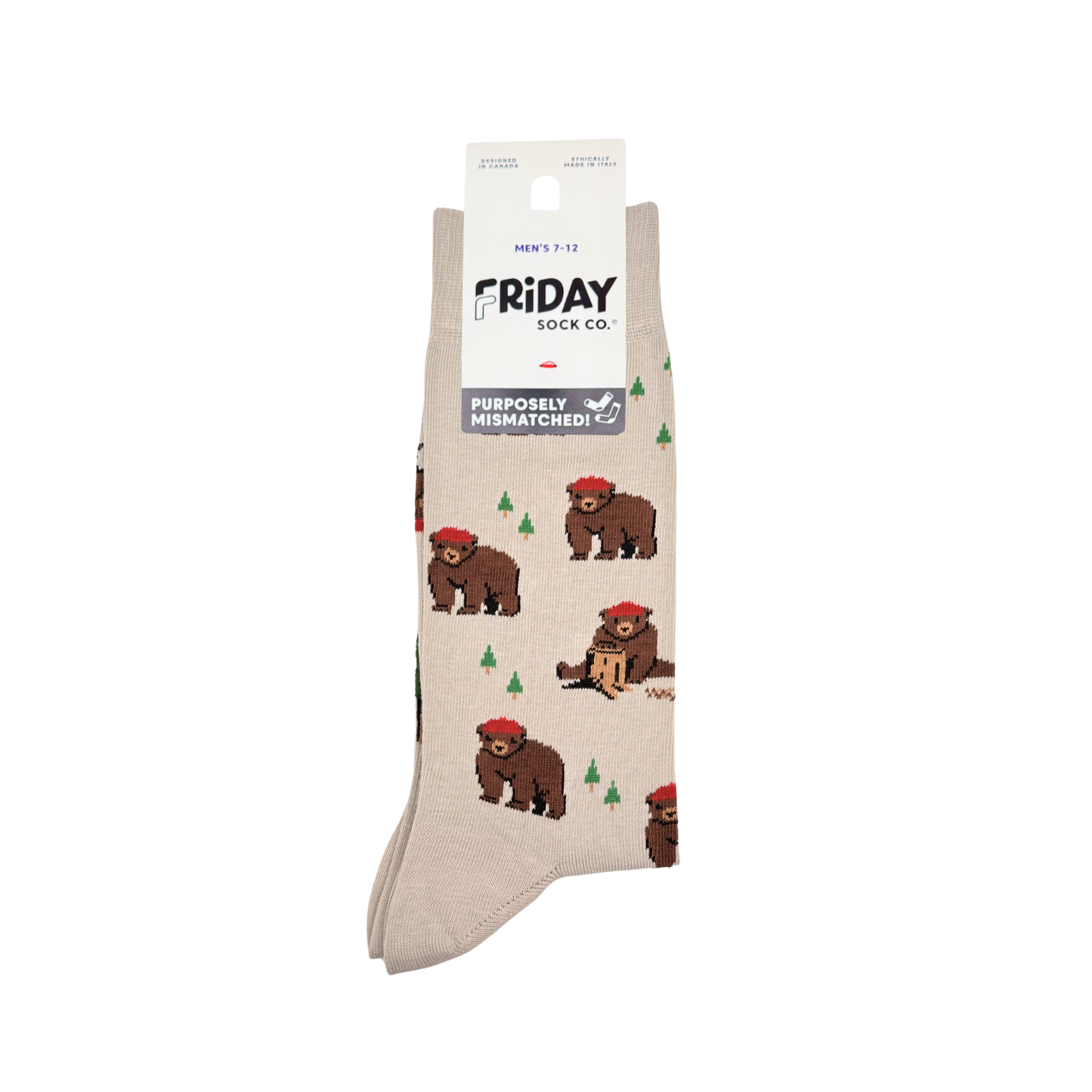 Friday Sock Co. - Men's Socks Bear in Hat and Trees