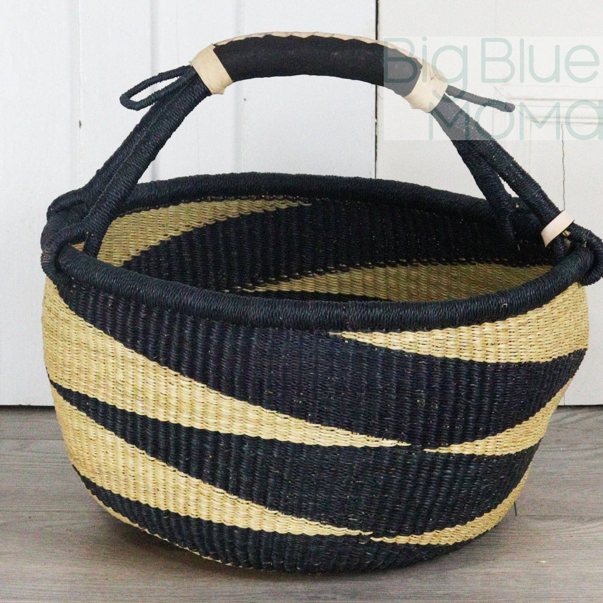 Big Blue Moma - Bolga Basket LARGE ROUND (Natural Palette)