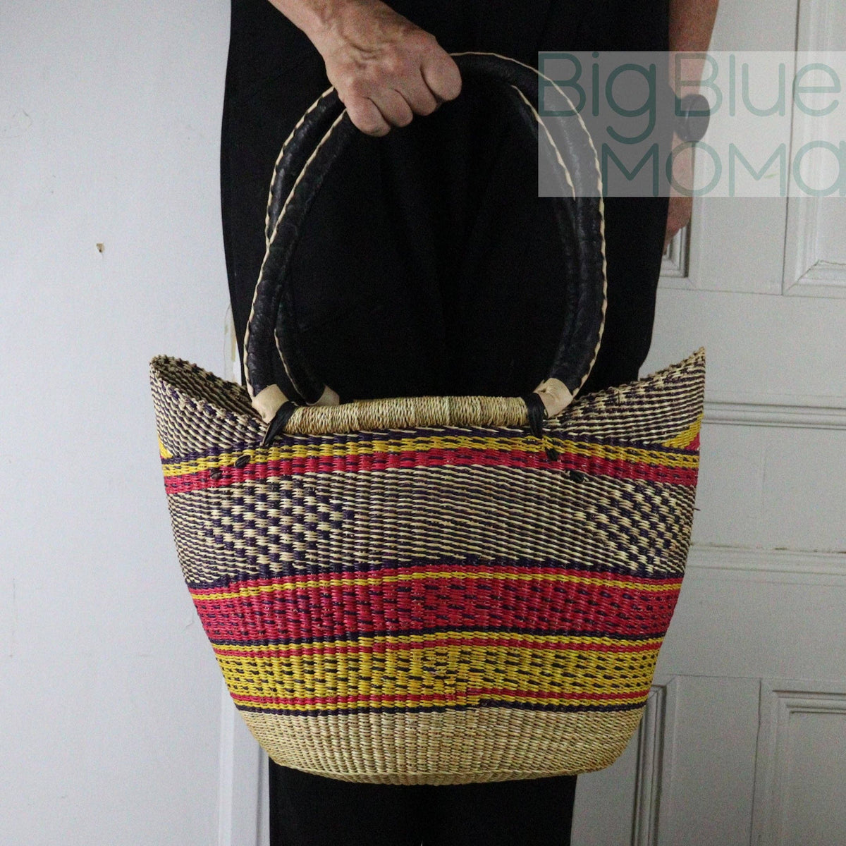 Big Blue Moma - Bolga Basket SHOULDER SHOPPER (Variety of Colours)