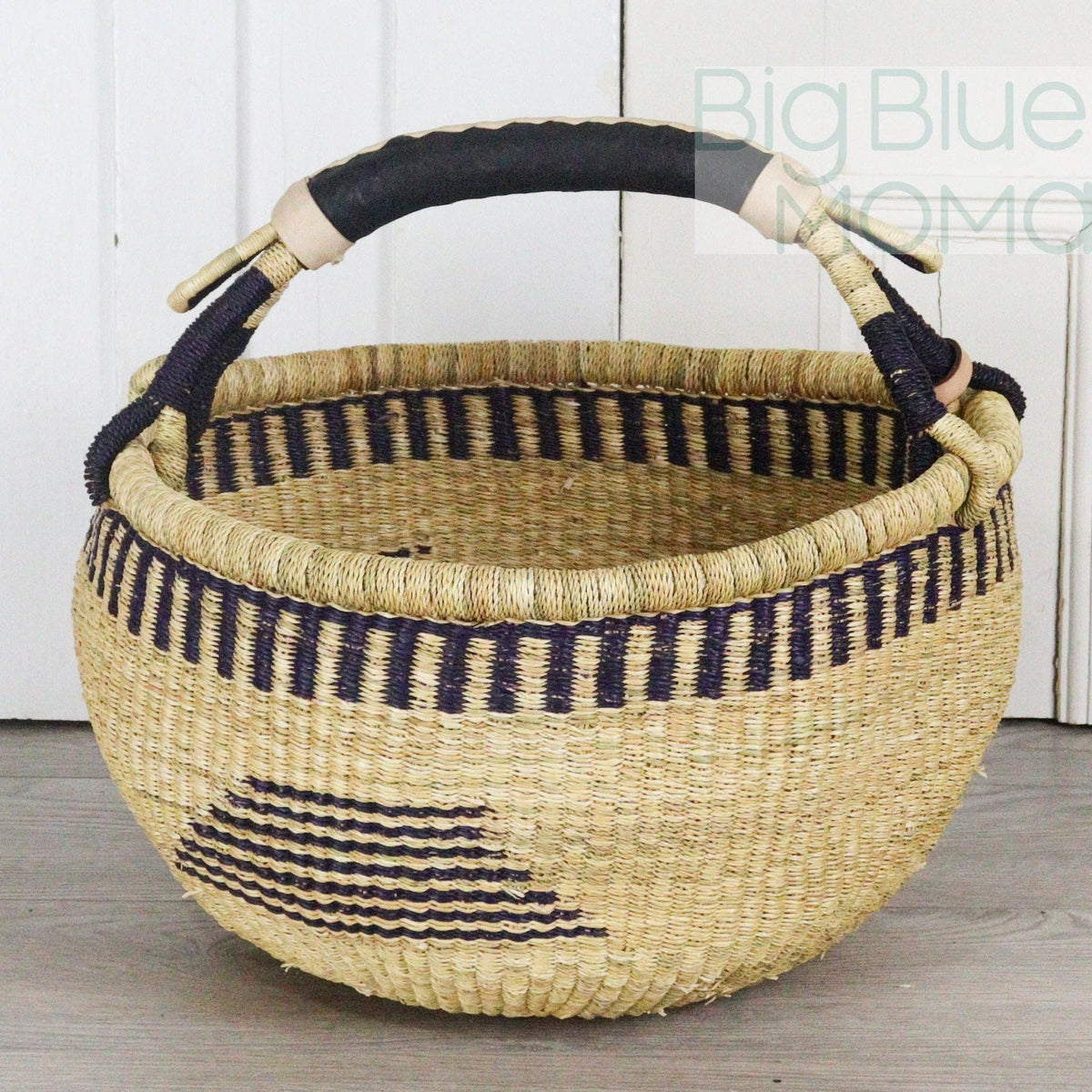 Big Blue Moma - Bolga Basket LARGE ROUND (Natural Palette)