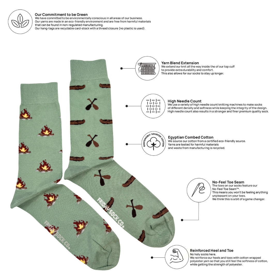 Friday Sock Co. - Men's Canoe & Campfire Mid-Calf Socks