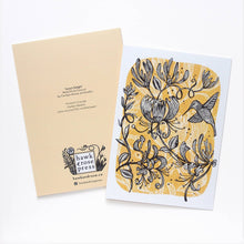 Hawk and Rose - 'Annas’ Delight’ Linocut Art Card