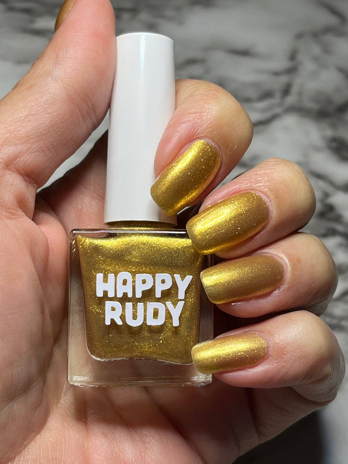 Happy Rudy - Fête | Vegan Nail Polish | Gold Eco-Glitter | Celebration