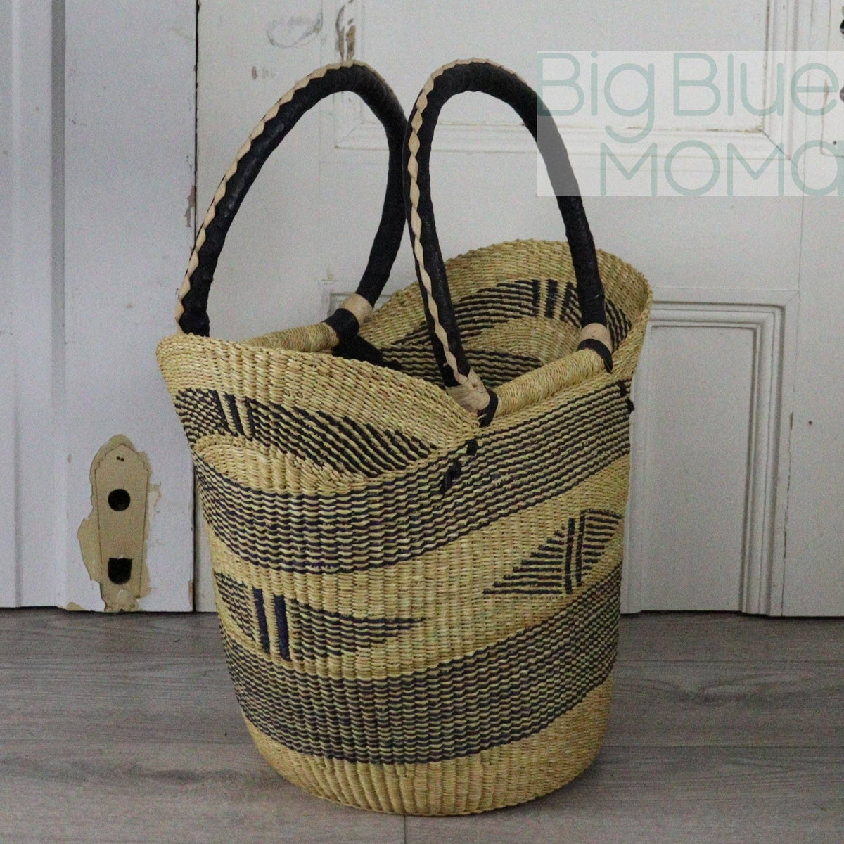 Big Blue Moma - Bolga Basket LARGE U SHOPPER (Natural Palette)