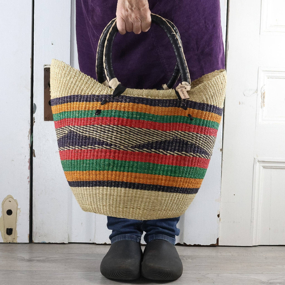 Big Blue Moma - Bolga Basket LARGE U SHOPPER (Variety of Colours)