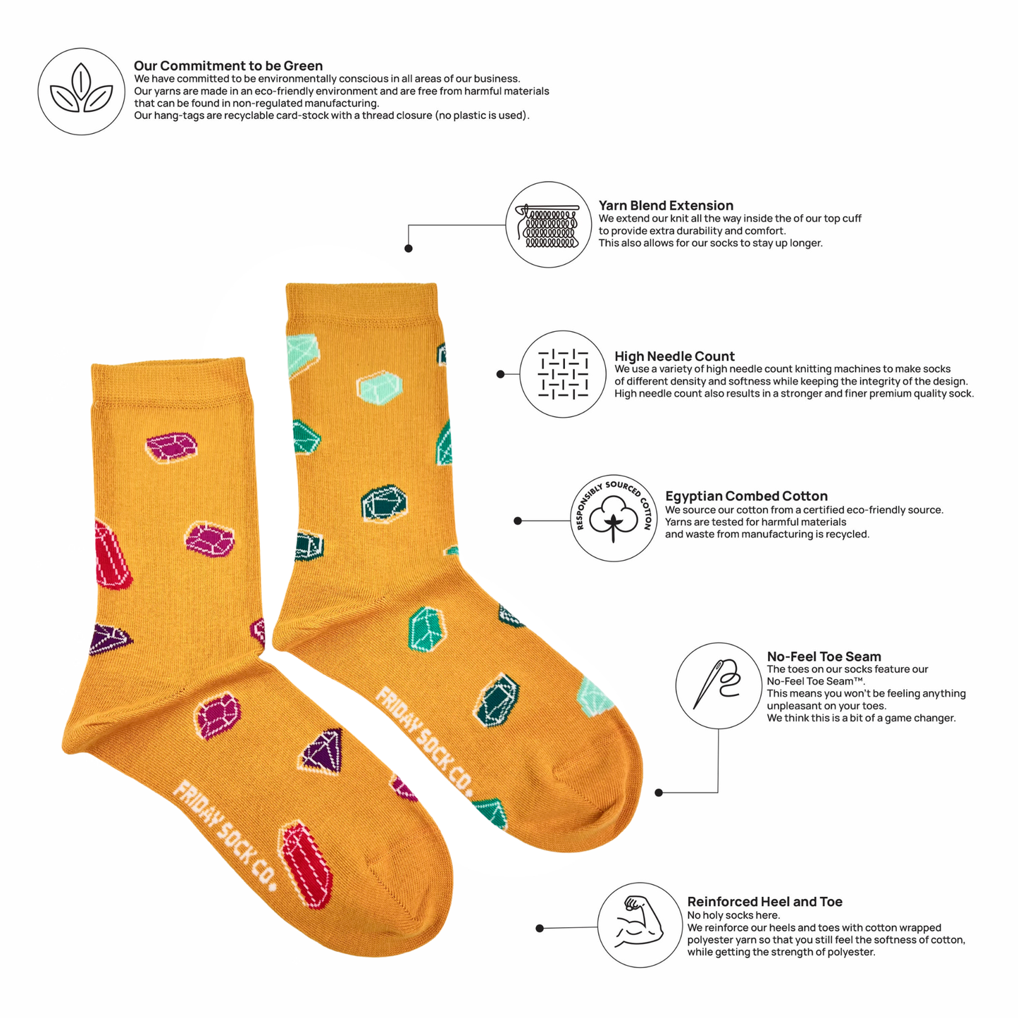 Friday Sock Co. - Women's Scatter Gemstone Socks