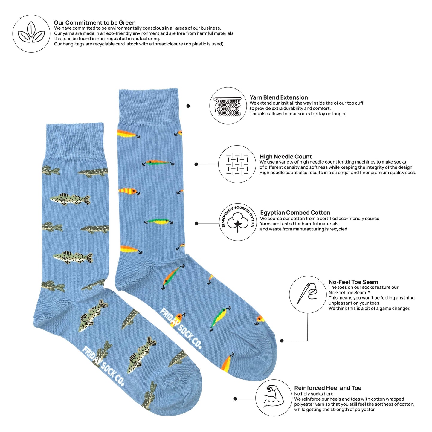 Friday Sock Co. - Men’s  Fish & Fishing Lures Socks