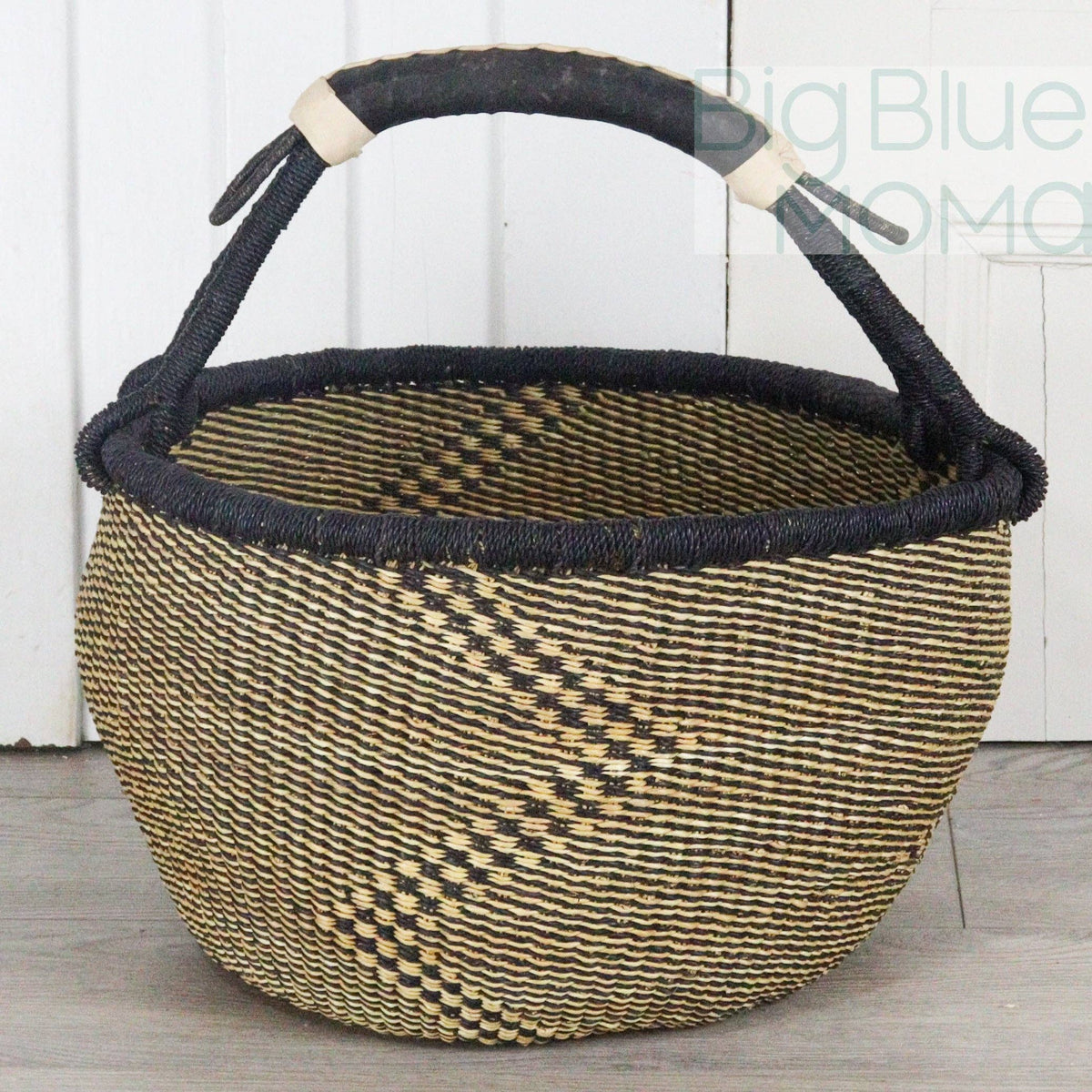 Big Blue Moma - Bolga Basket LARGE ROUND (Natural Palette)