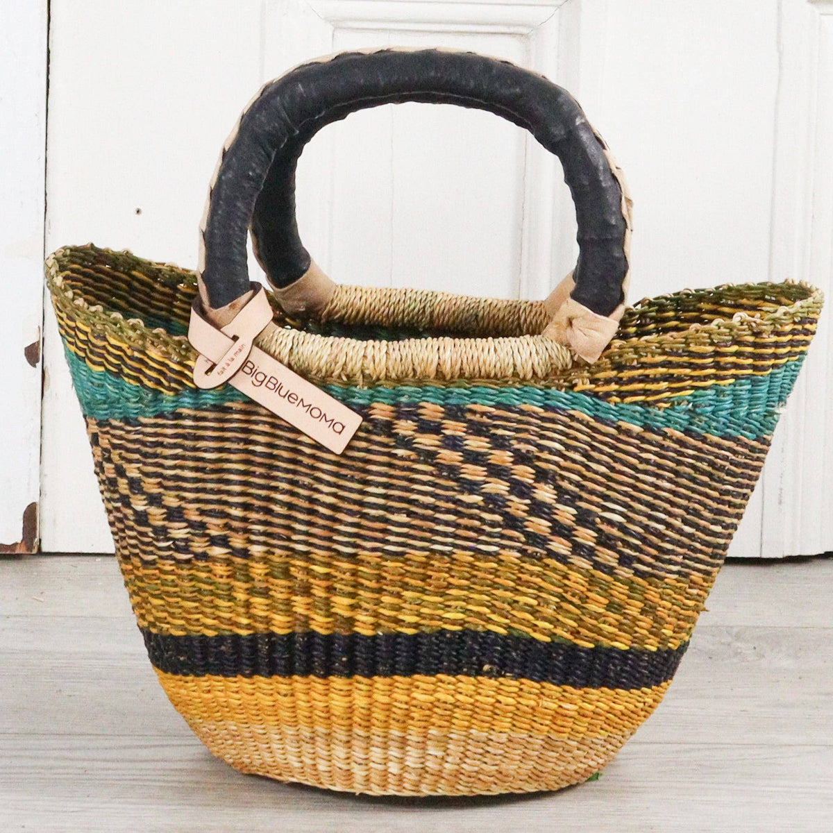 Big Blue Moma - Bolga Basket SMALL U SHOPPER (Variety of Colours)