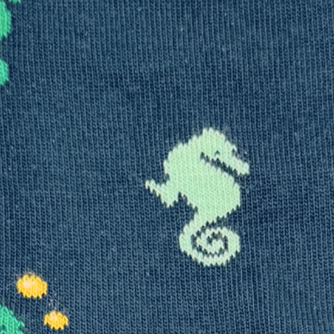 Friday Sock Co. - Women's Coral Seahorse & Turtle Crew Sock
