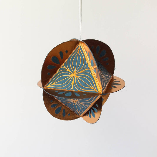 Kiss the Paper - Ornament Kit (Brass/Teal) Poinsettia 8 Sided