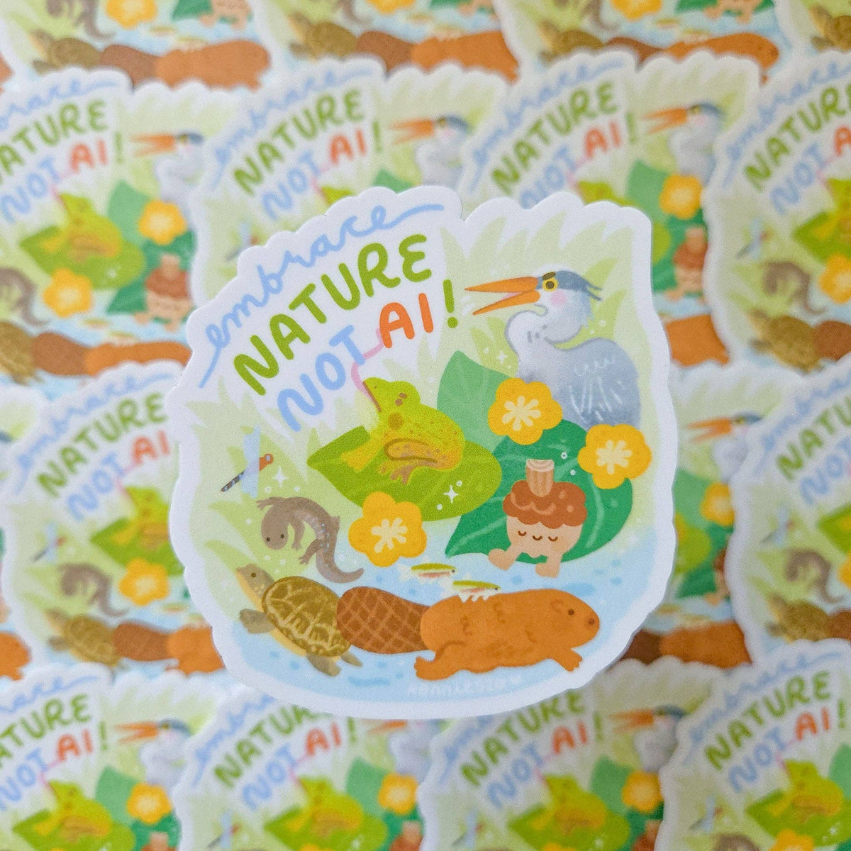 RonnieSzo Art - EMBRACE NAUTRE NOT AI Sticker