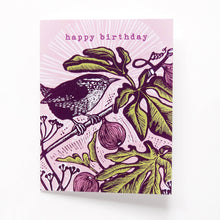 Hawk and Rose - ‘Wren’ Linocut Birthday Art Card