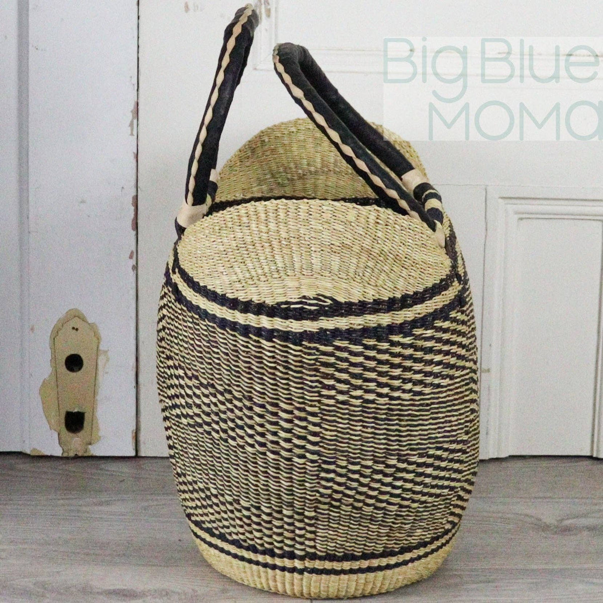 Big Blue Moma - Bolga Basket LARGE U SHOPPER (Natural Palette)