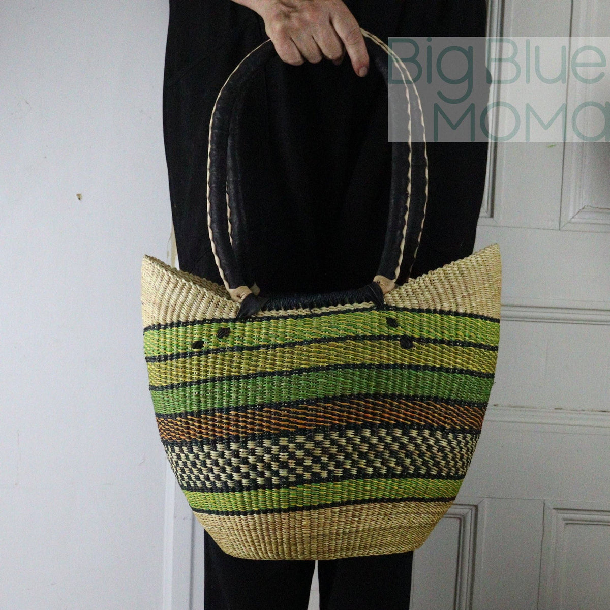 Big Blue Moma - Bolga Basket SHOULDER SHOPPER (Variety of Colours)
