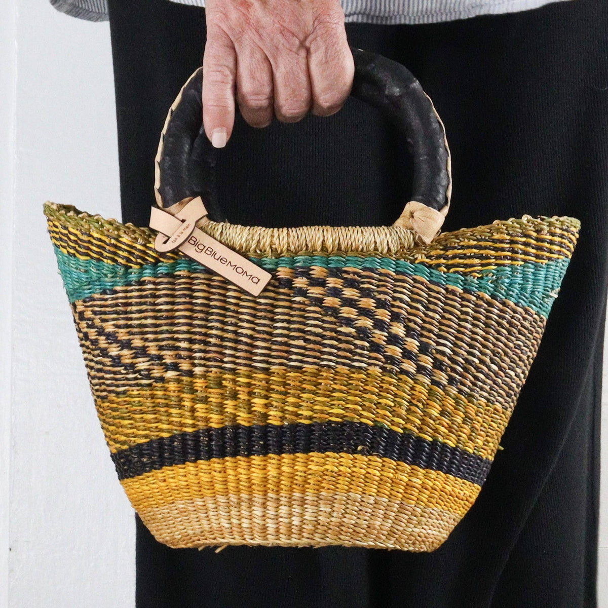 Big Blue Moma - Bolga Basket SMALL U SHOPPER (Variety of Colours)