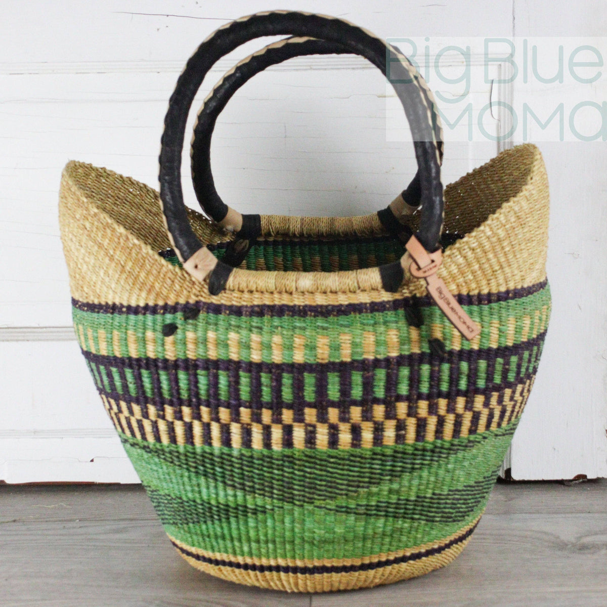 Big Blue Moma - Bolga Basket LARGE U SHOPPER (Variety of Colours)