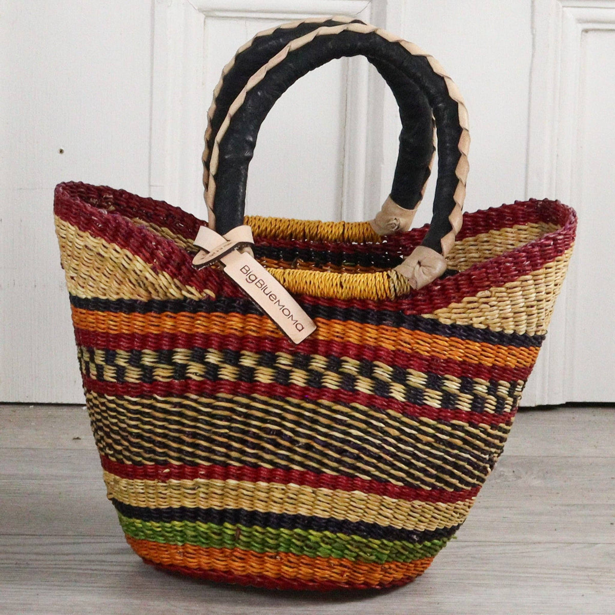 Big Blue Moma - Bolga Basket SMALL U SHOPPER (Variety of Colours)