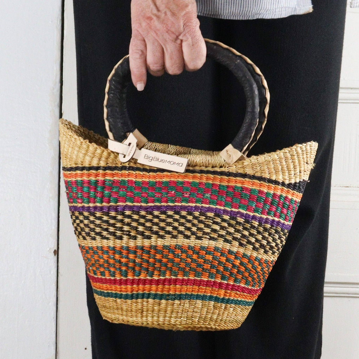 Big Blue Moma - Bolga Basket SMALL U SHOPPER (Variety of Colours)