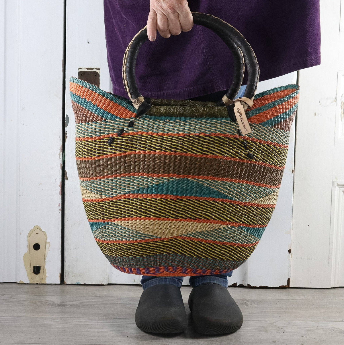 Big Blue Moma - Bolga Basket LARGE U SHOPPER (Variety of Colours)