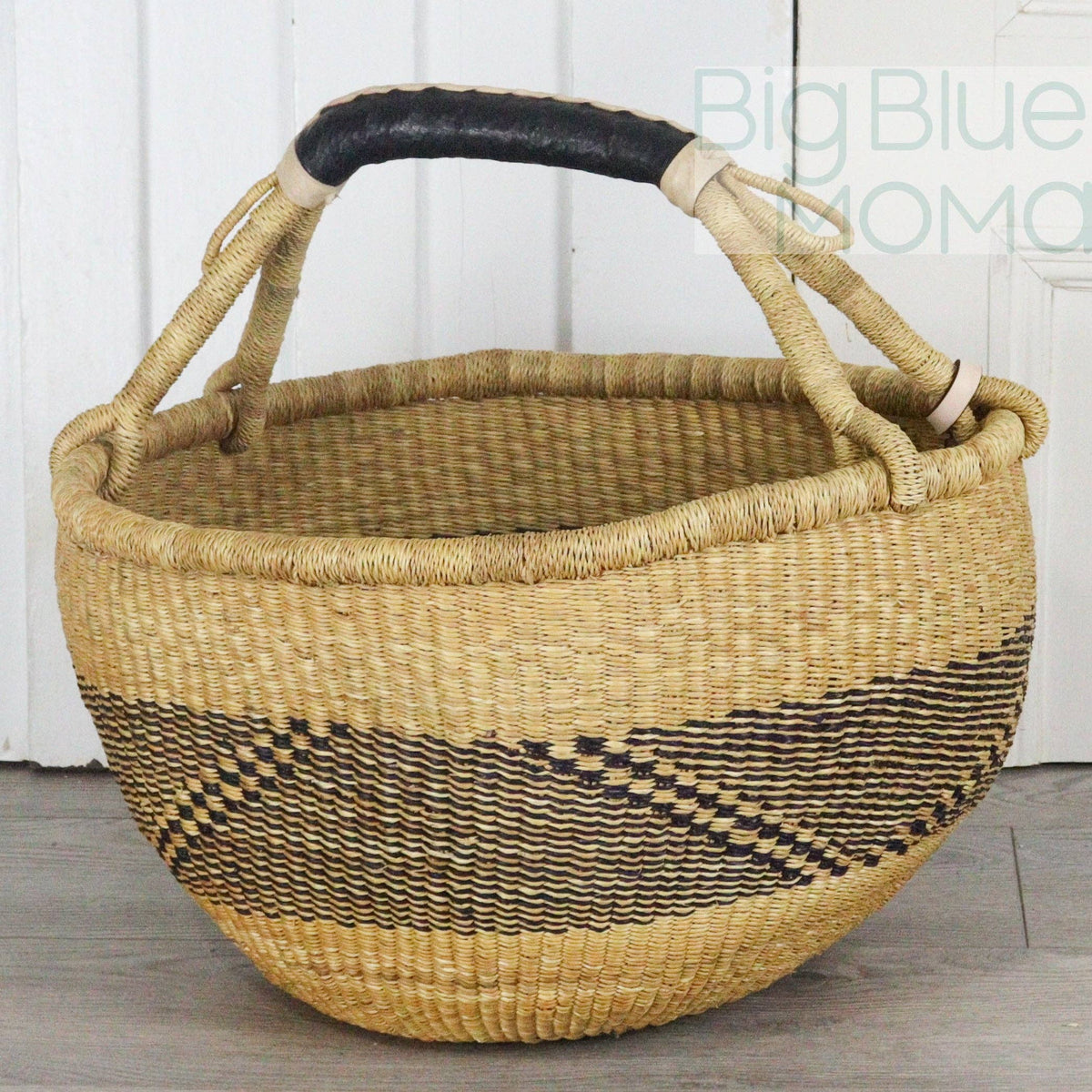 Big Blue Moma - Bolga Basket LARGE ROUND (Natural Palette)