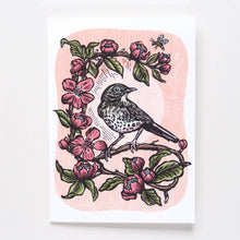 Hawk and Rose - ‘In The Orchard' Linocut Art Card
