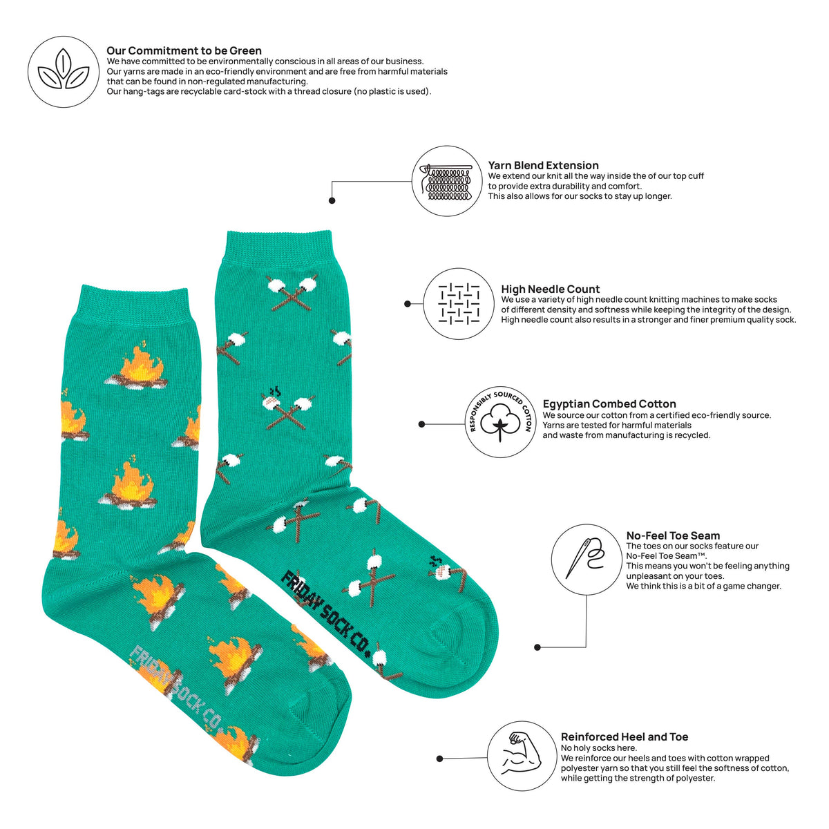 Friday Sock Co. - Women’s Campfire & Marshmallow Crew Socks