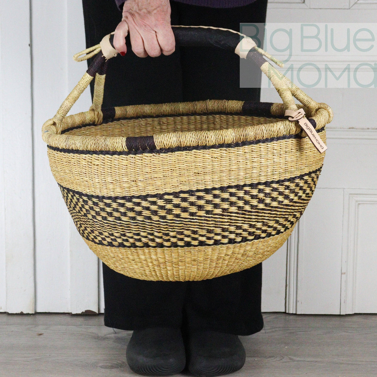 Big Blue Moma - Bolga Basket LARGE ROUND (Natural Palette)