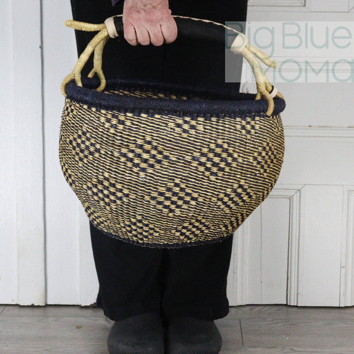 Big Blue Moma - Bolga Basket LARGE ROUND (Natural Palette)