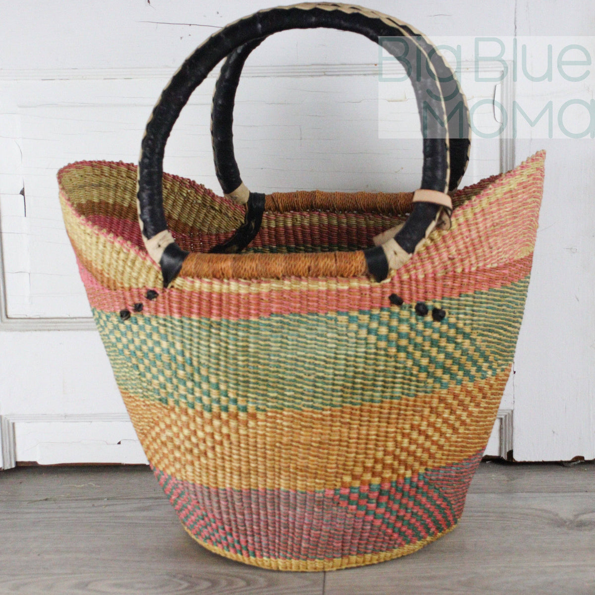 Big Blue Moma - Bolga Basket LARGE U SHOPPER (Variety of Colours)